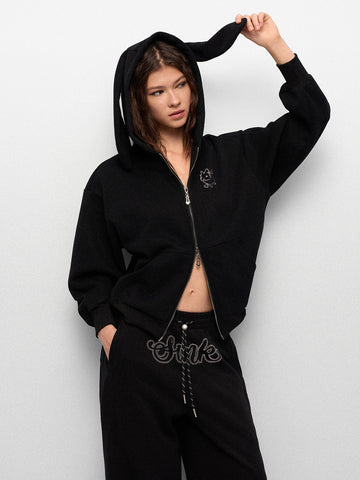 Bunny Luxe Set Zipper Hoodie - Moonlit Shadow