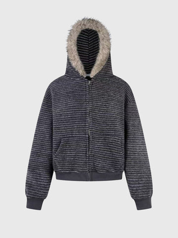 Night Hike Hoodie Sweater – Charcoal Stripe