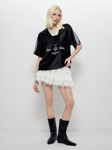 Blokette Satin Court Tee – Midnight Black