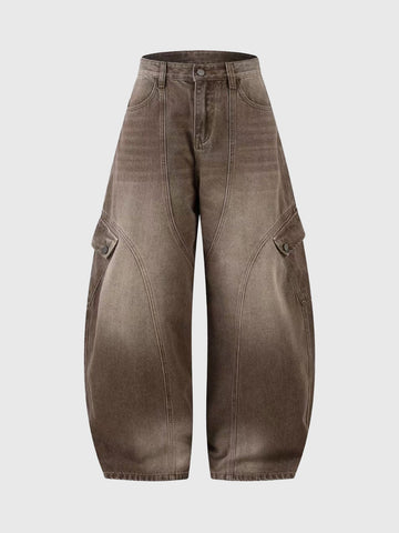 Cocoa Drift Denim Pants – Coffee Brown