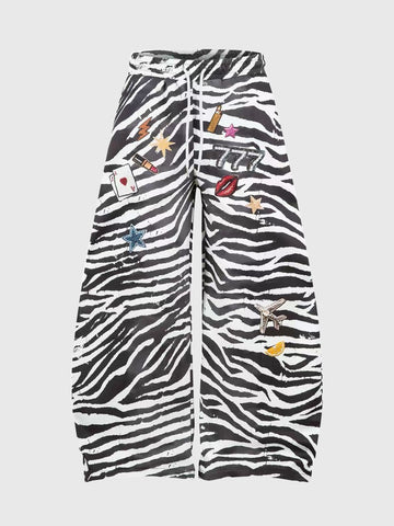 Zippy Zebra Pants – Black White