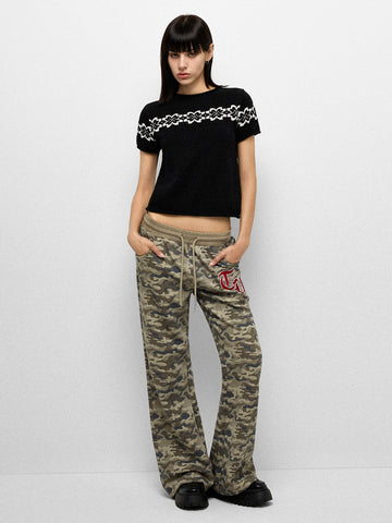 Bloom Band Knit Tee – Black White