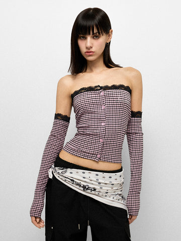 Static Wave Sleeve Top - Wine Stripe