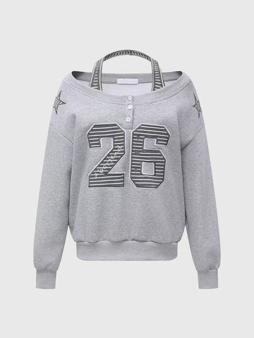 Knot Hour Off-Shoulder Tee – Mist Grey