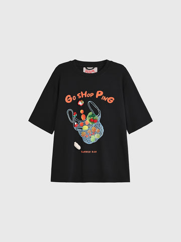 Grocery Stroll Tee – Midnight Black