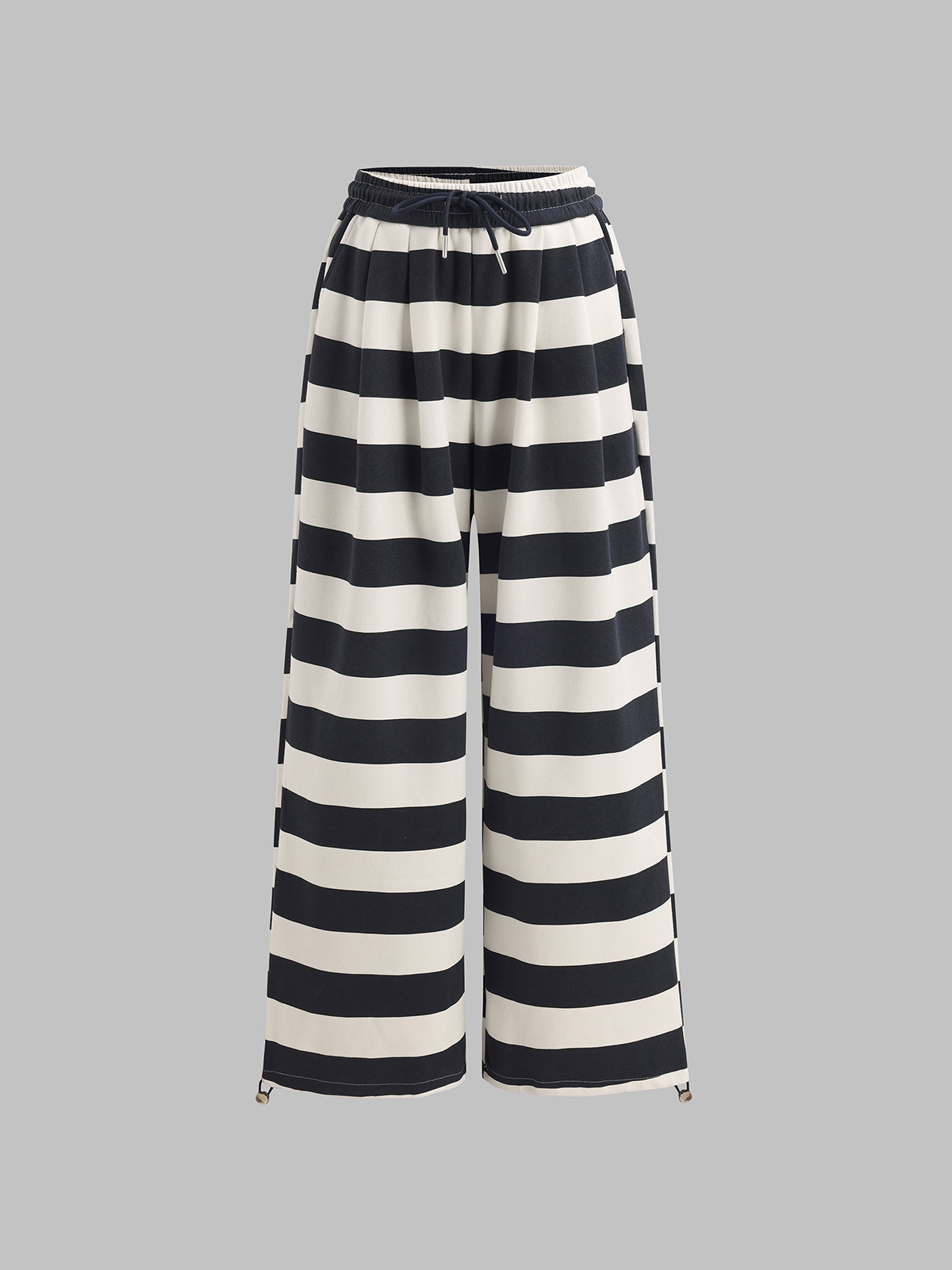 Wide Stripe Pants - Black White