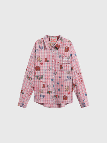 Graphic Button-Up Shirt – Multi Pink