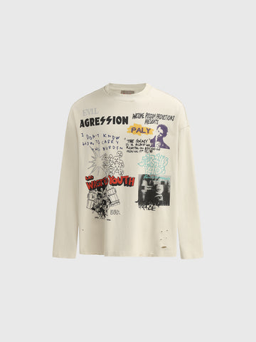 Poster Wall Sweatshirt - Cream Multi