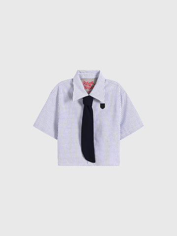Twin Sheet Crop Shirt – Bleach Stripe