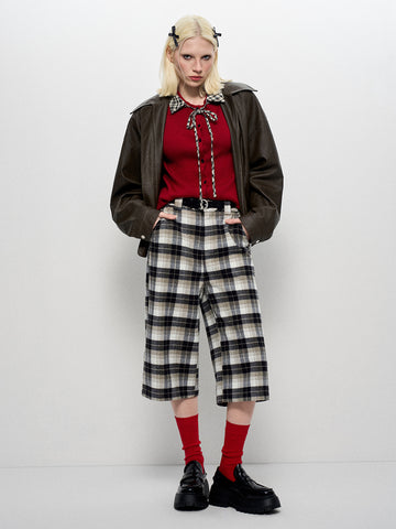 Gridlock Capri Pants - Sandstone Check