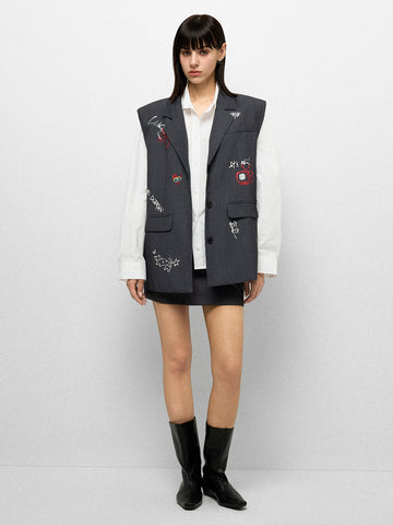 Sketch Pad Suit Vest - Graphite Grey