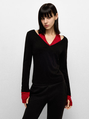 Peak Hour Sleeve Top - Ink Scarlet