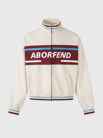 Rink Line Varsity Jacket - Cream Burgundy