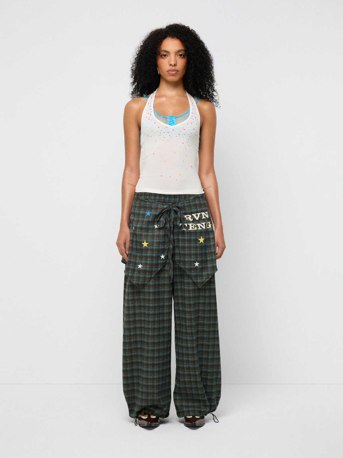 Double Vision Check Cut Pants – Forest Green