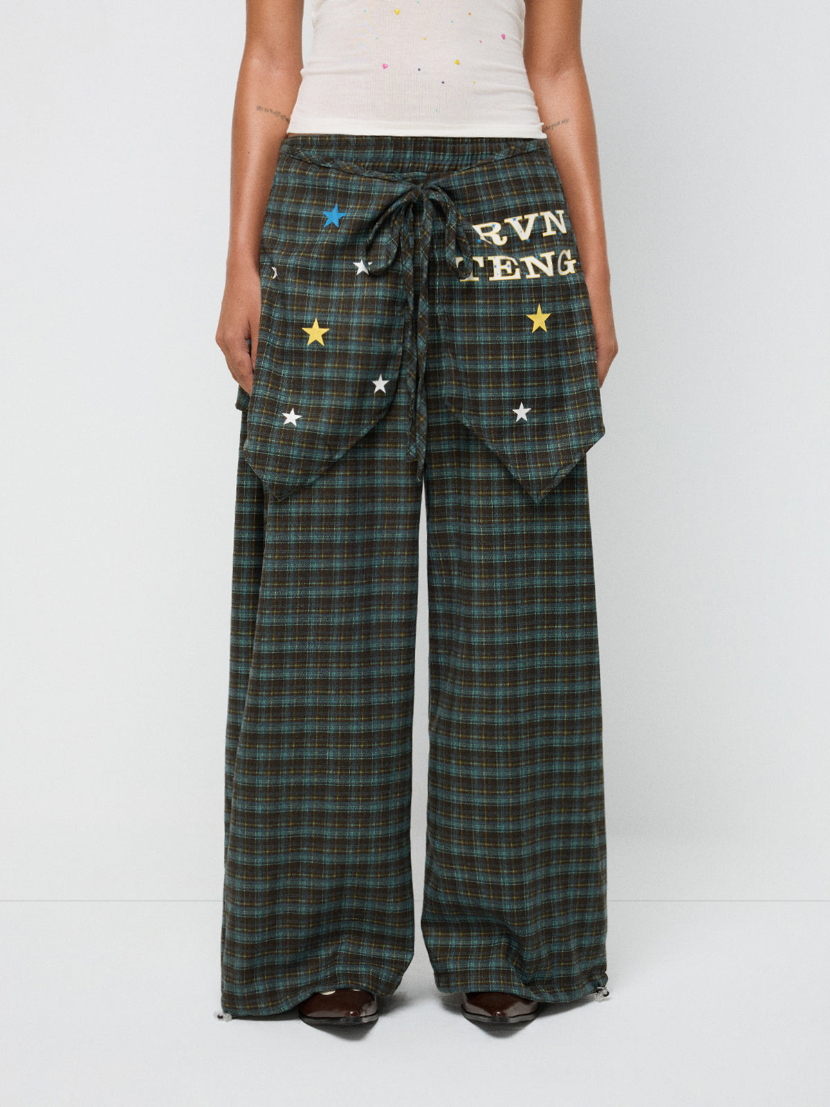 Double Vision Check Cut Pants – Forest Green