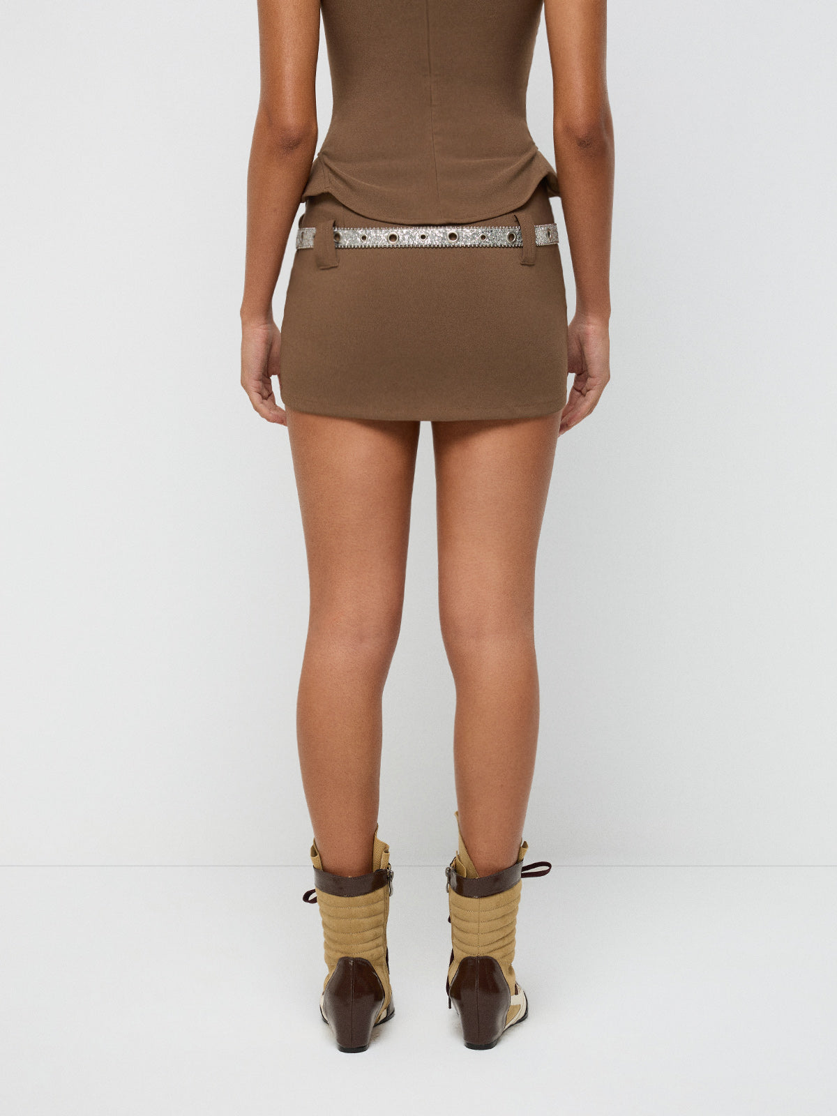 Start the Engine Mini Skirt – Dust Brown