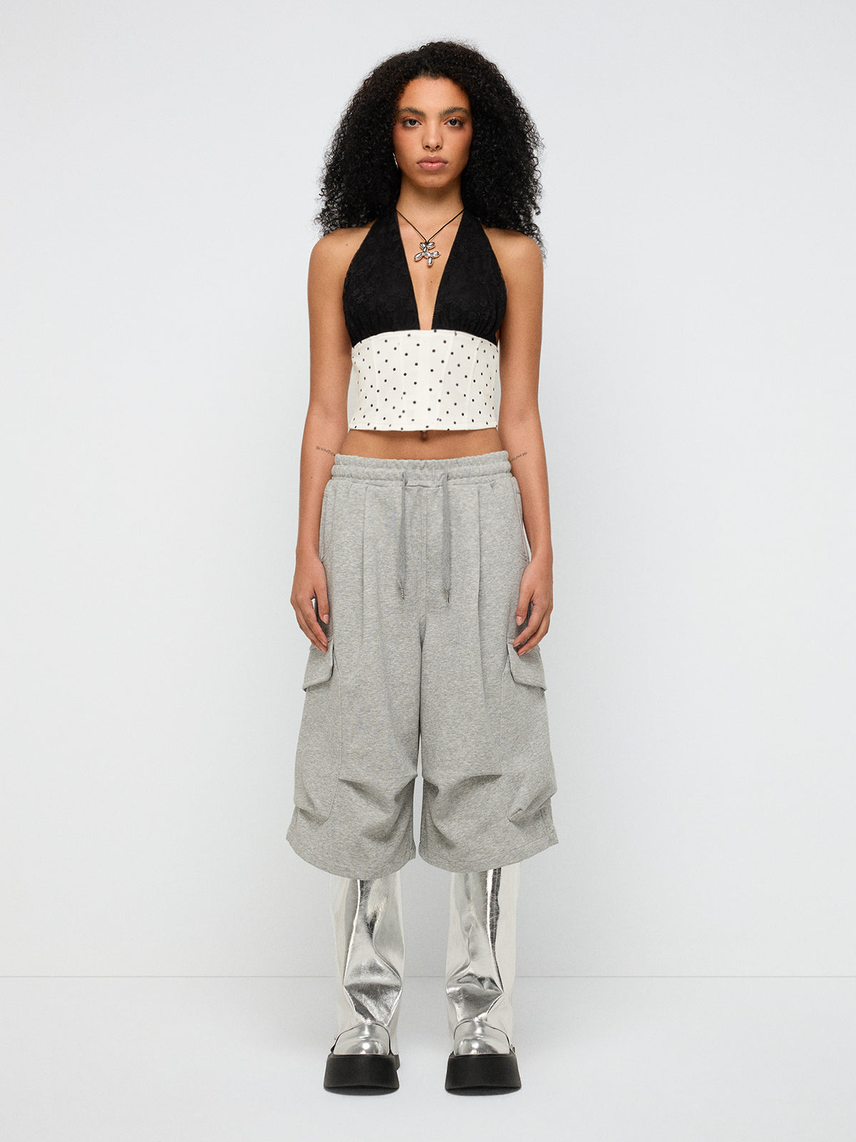 Close Enough Halter Top – Cream Black