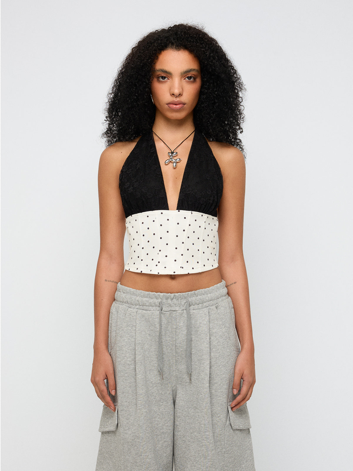 Close Enough Halter Top – Cream Black