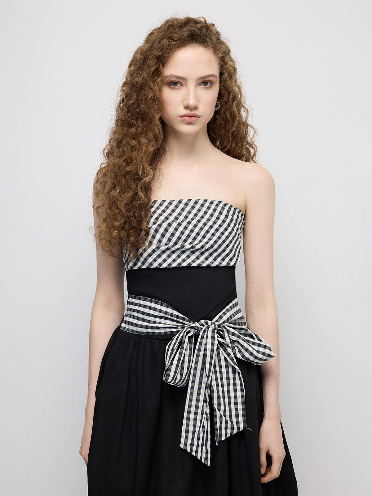 Puzzle Grid Balloon Dress - Ink Black