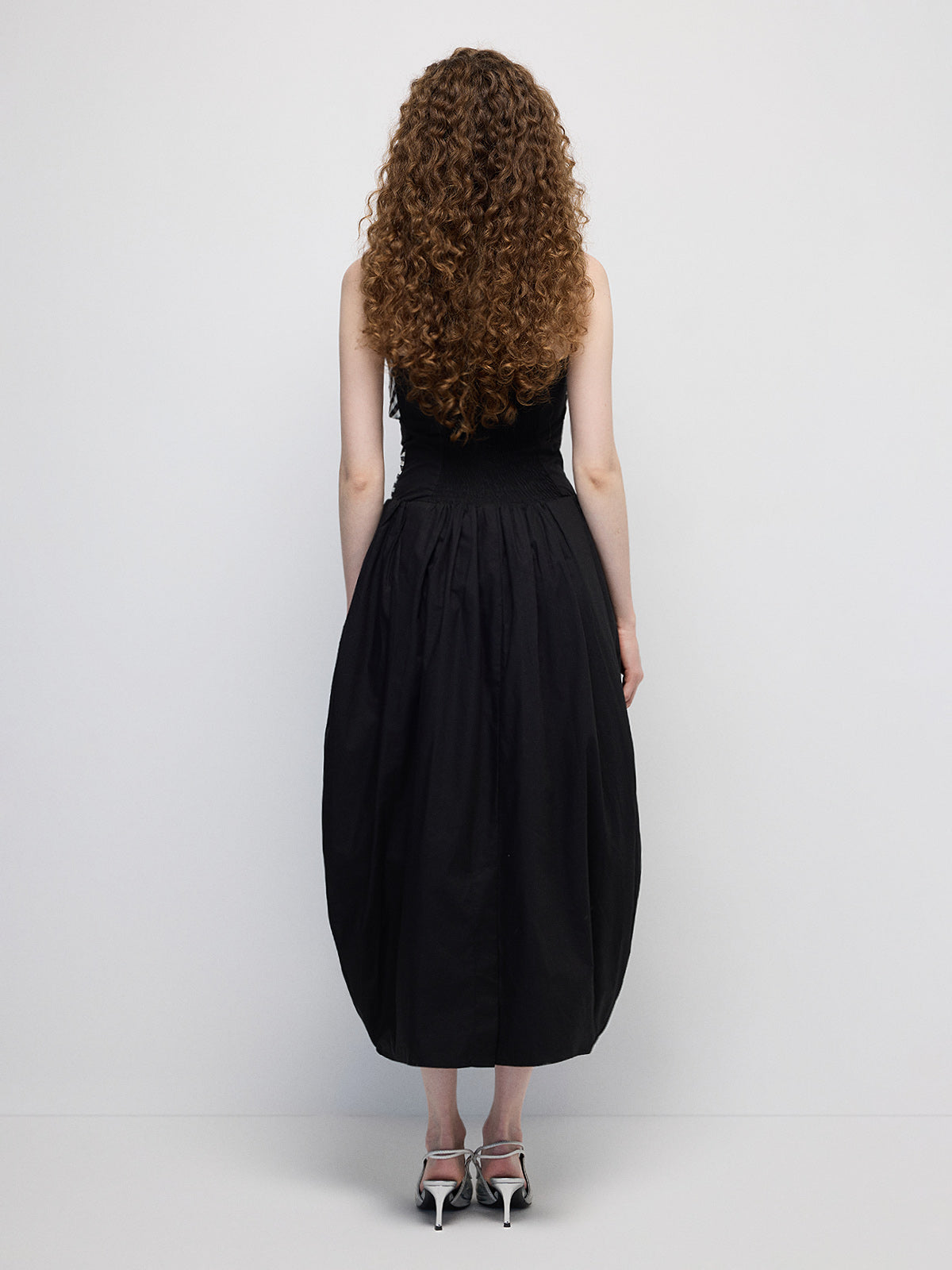 Puzzle Grid Balloon Dress - Ink Black