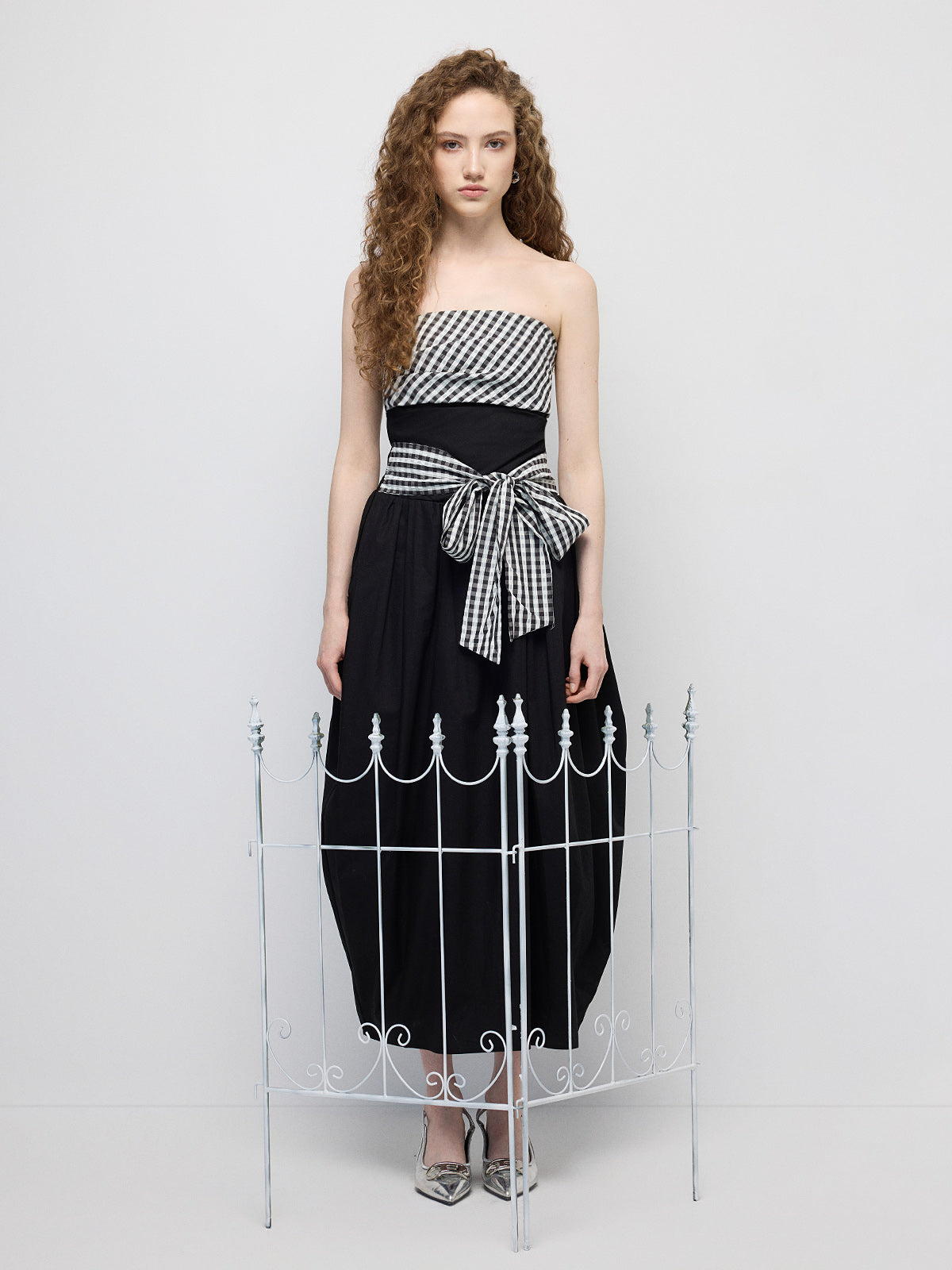 Puzzle Grid Balloon Dress - Ink Black