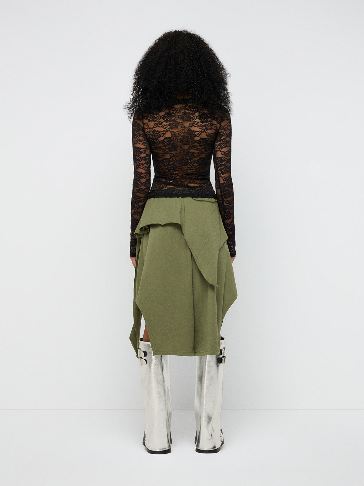 Uneven Intent Cut-Out Skirt – Moss Green