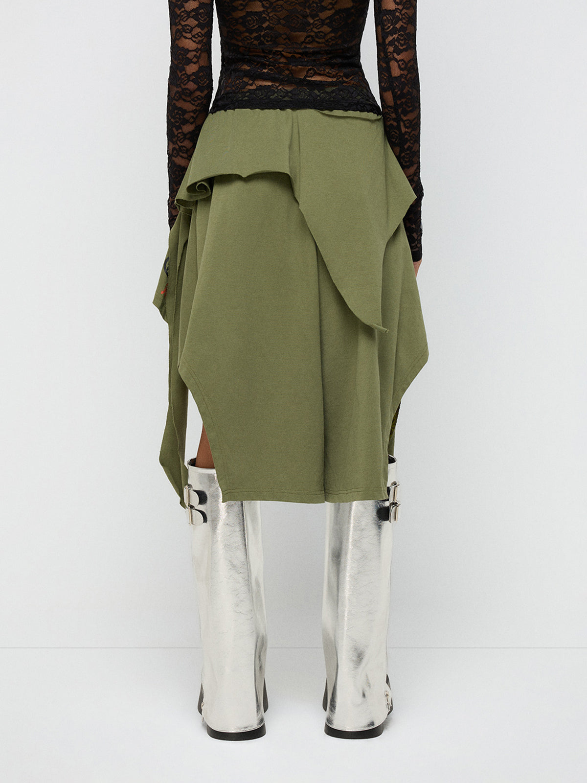 Uneven Intent Cut-Out Skirt – Moss Green