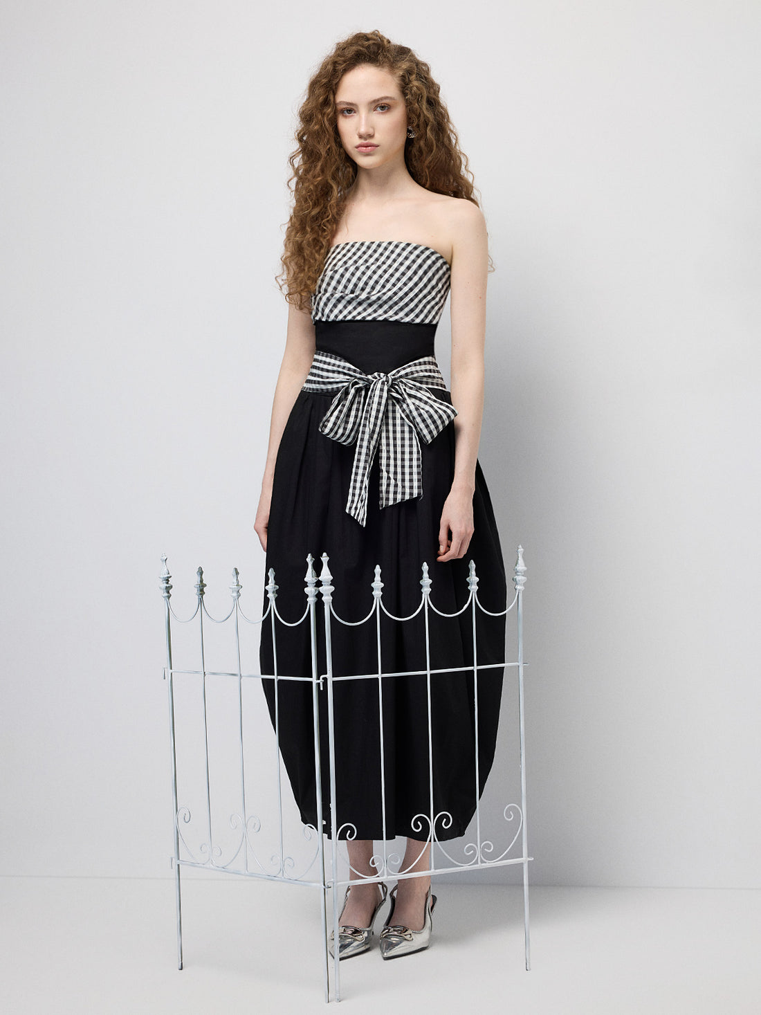 Puzzle Grid Balloon Dress - Ink Black
