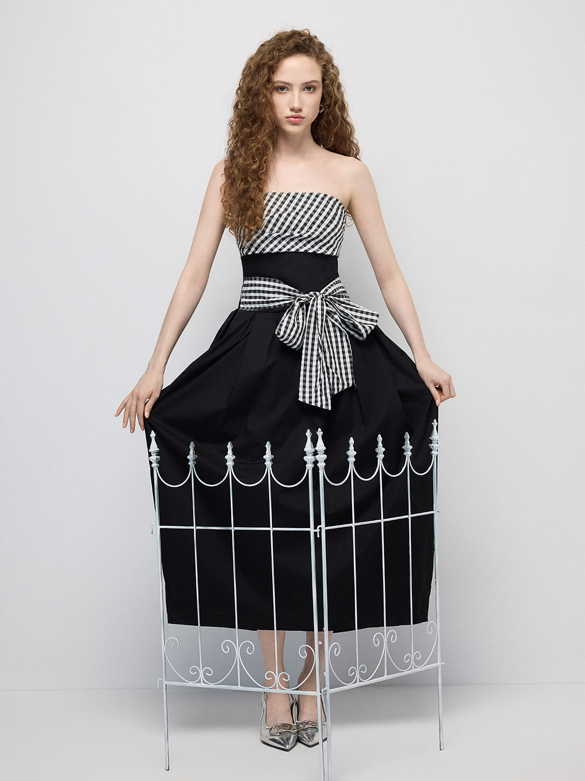 Puzzle Grid Balloon Dress - Ink Black