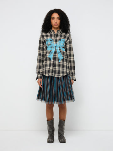 Soft Threat Bow Shirt – Shadow Check