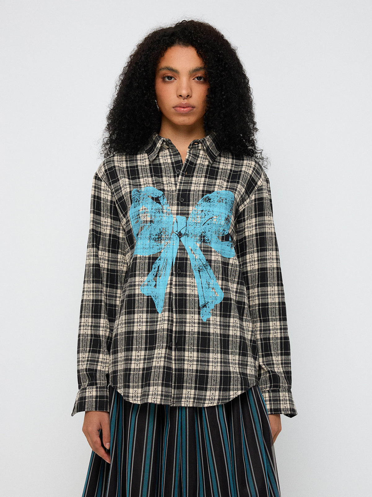 Soft Threat Bow Shirt – Shadow Check