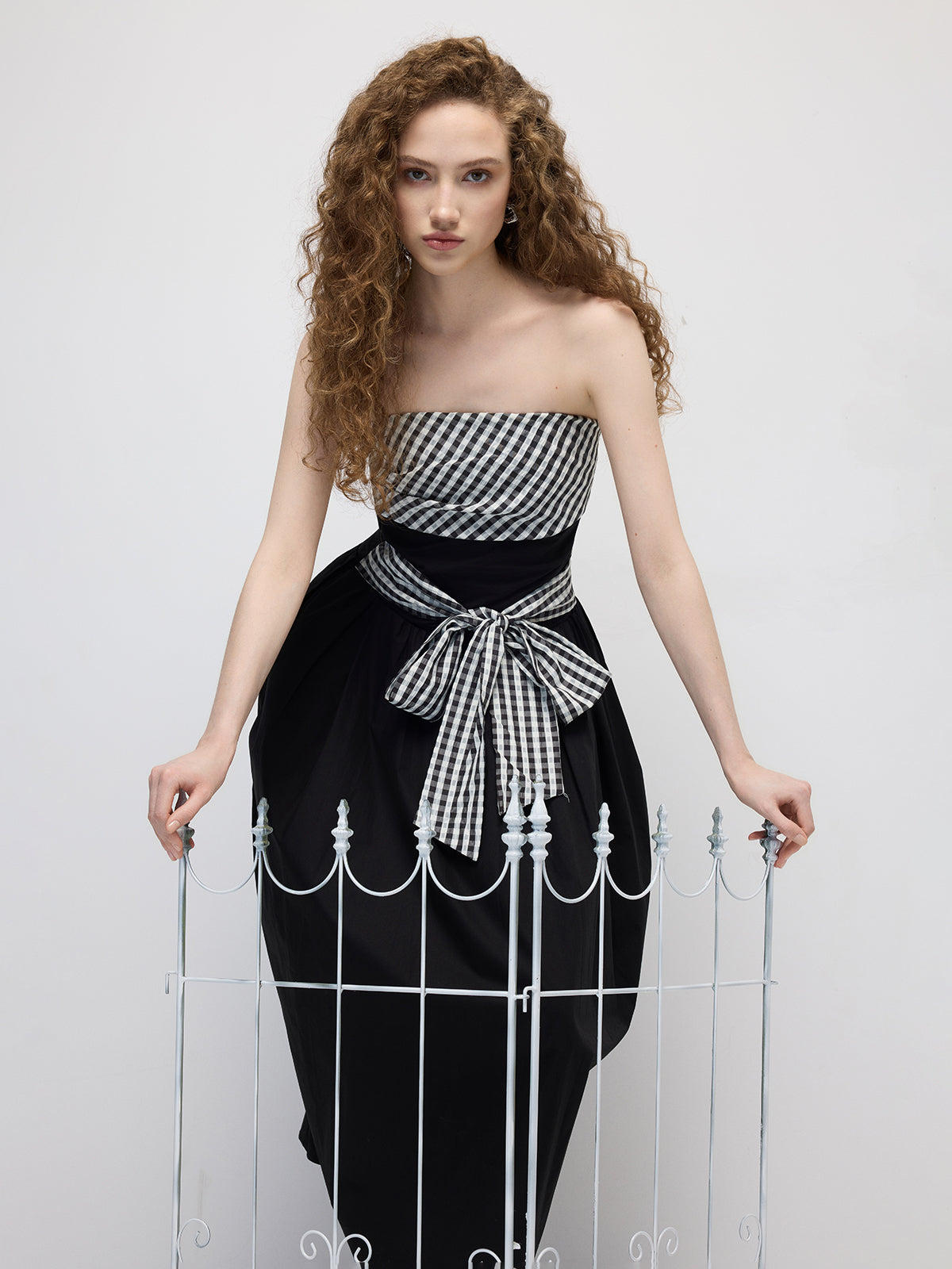 Puzzle Grid Balloon Dress - Ink Black