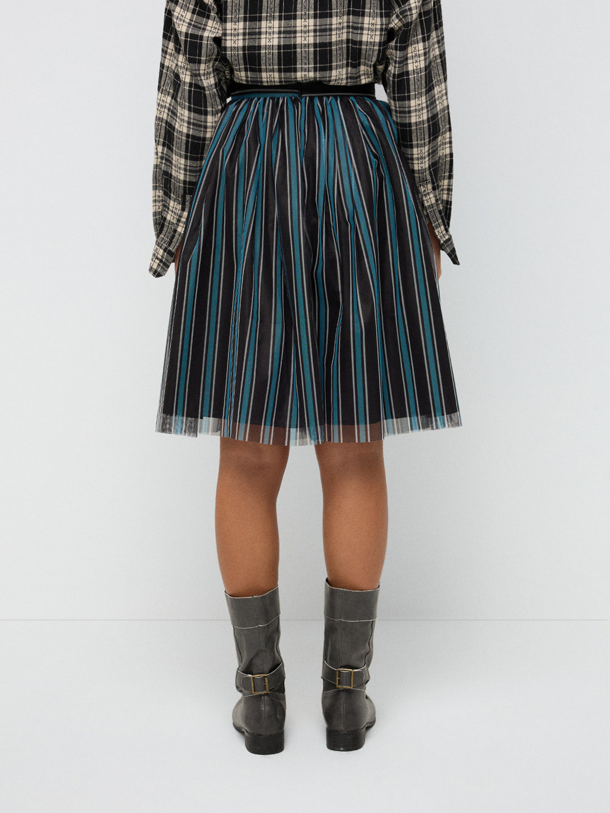 Tightrope Mesh Swing Skirt – Mocha Stripe
