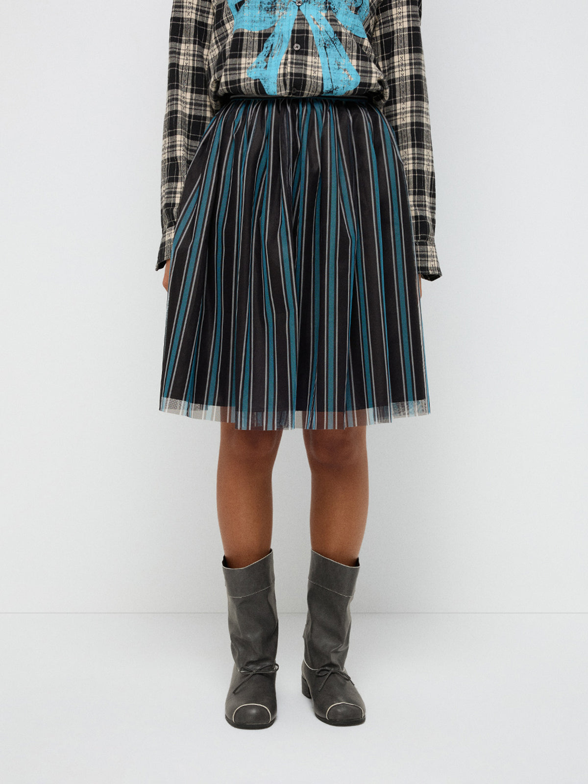 Tightrope Mesh Swing Skirt – Mocha Stripe