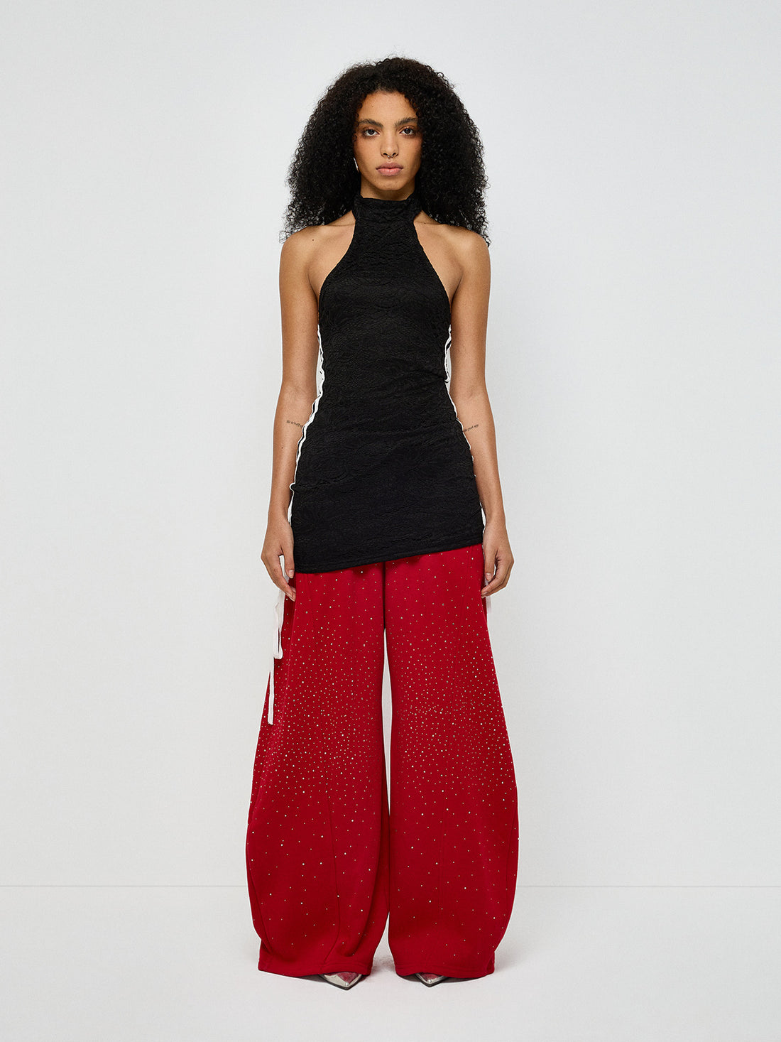 Held Breath Lace Halter Top – Black