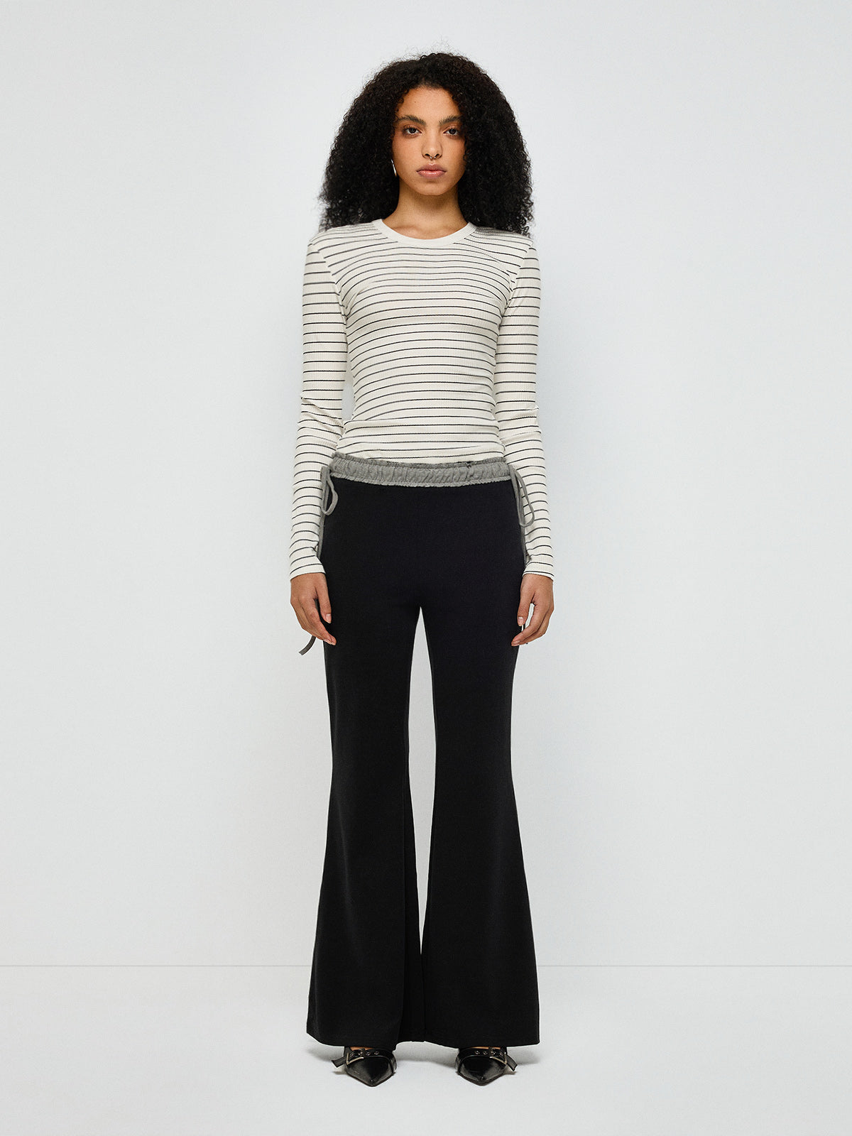 Segment Play Stripe Sleeve Top – Cream Ink