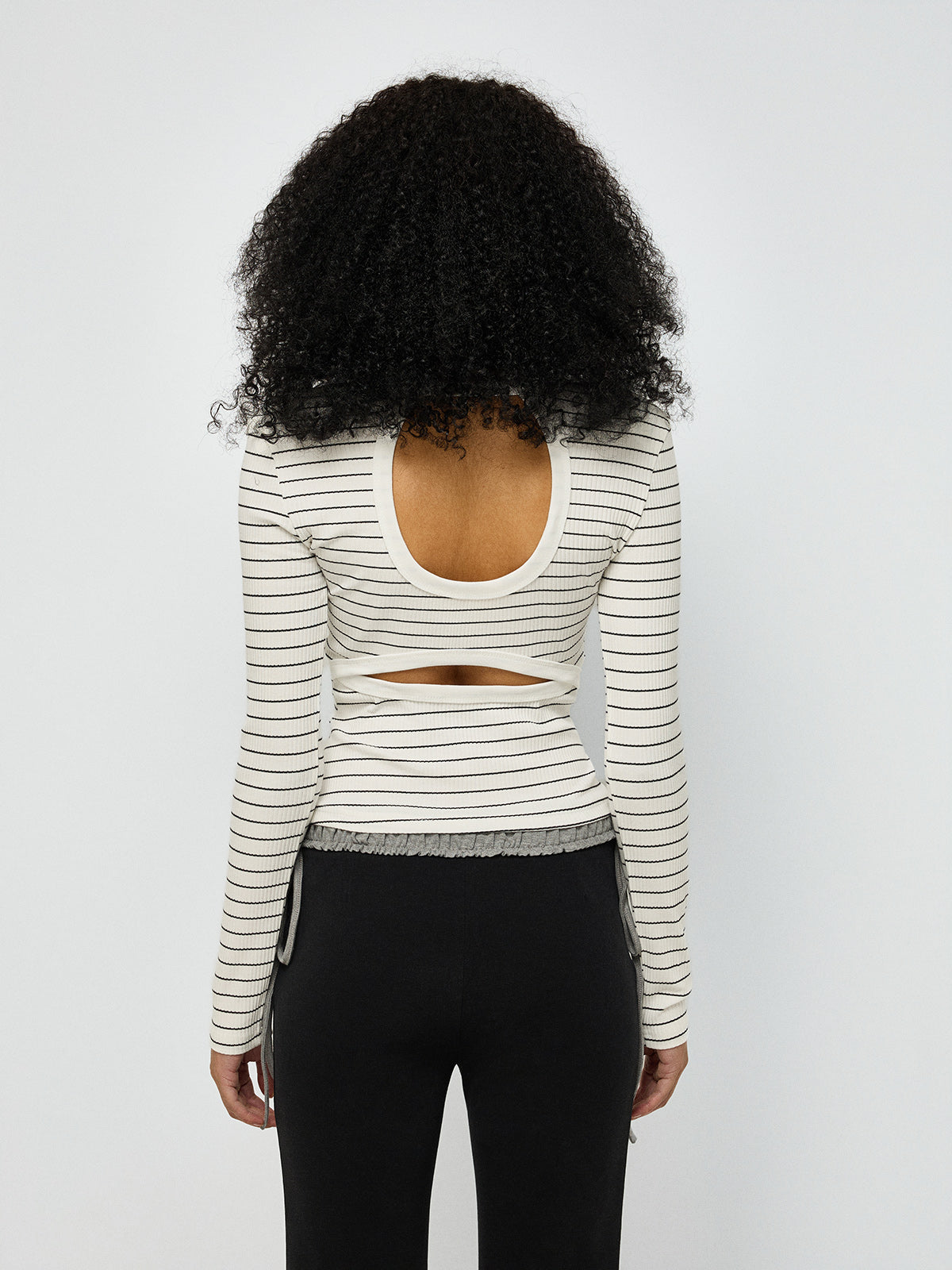 Segment Play Stripe Sleeve Top – Cream Ink