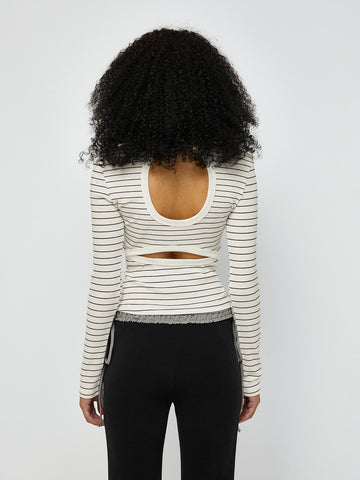 Segment Play Stripe Sleeve Top – Cream Ink