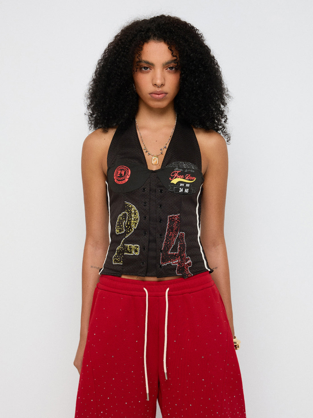 Front Row Halter Tank – Charcoal Black