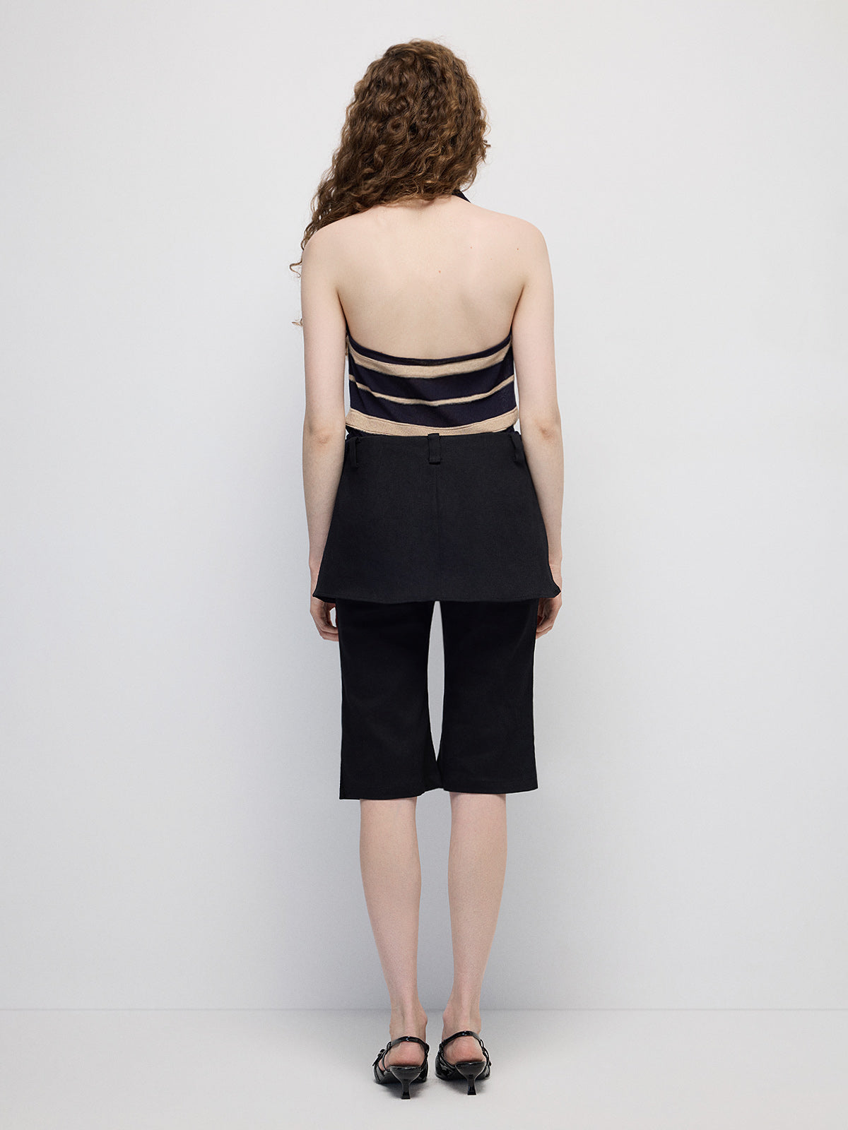 Mirror Trick Layer Skort Capri Pants - Deep Black