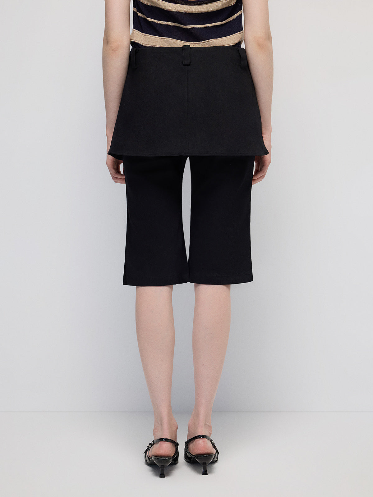 Mirror Trick Layer Skort Capri Pants - Deep Black