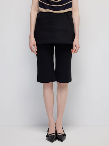 Mirror Trick Layer Skort Capri Pants - Deep Black