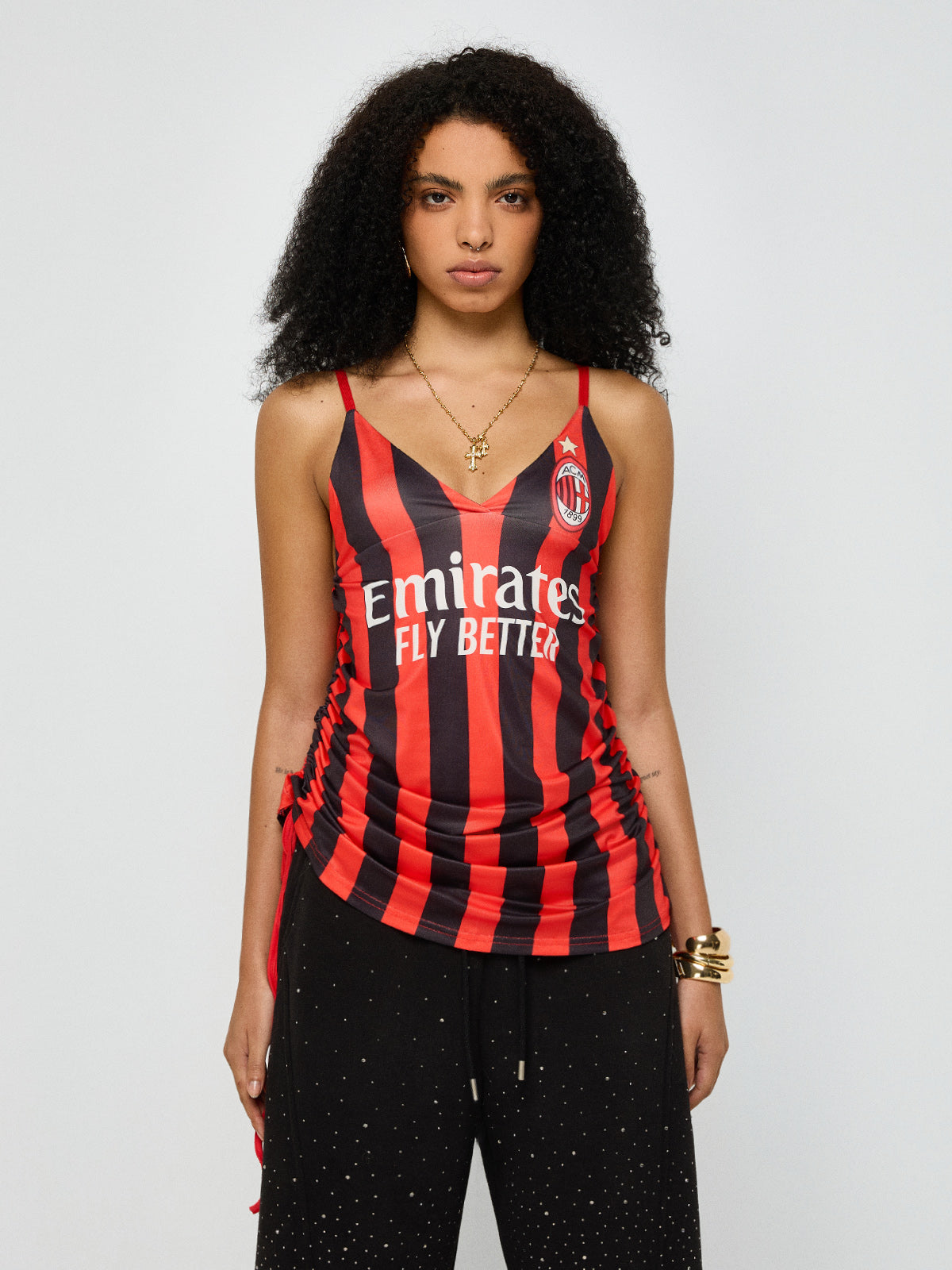 Red Card Glance Jersey Cami Top – Crimson Stripe
