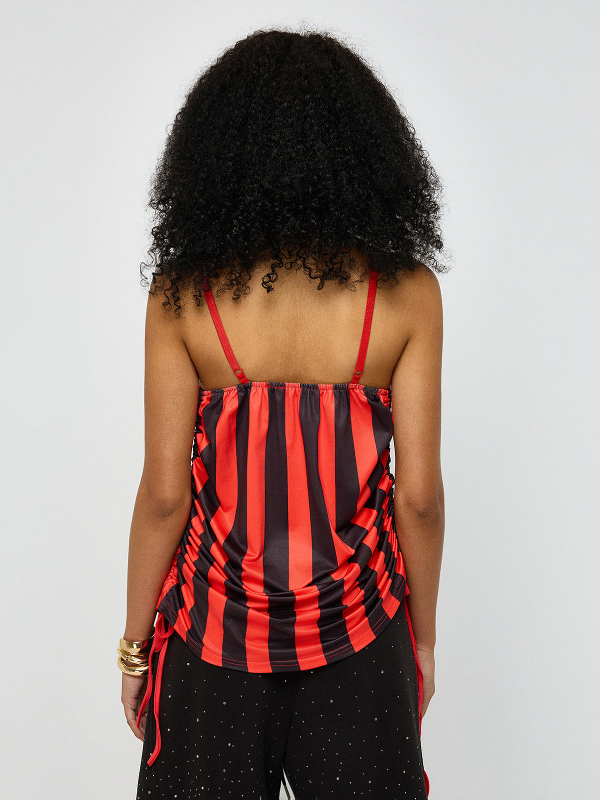 Red Card Glance Jersey Cami Top – Crimson Stripe