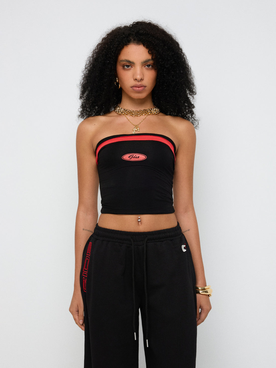 Split Power Contrast Tank – Black Red