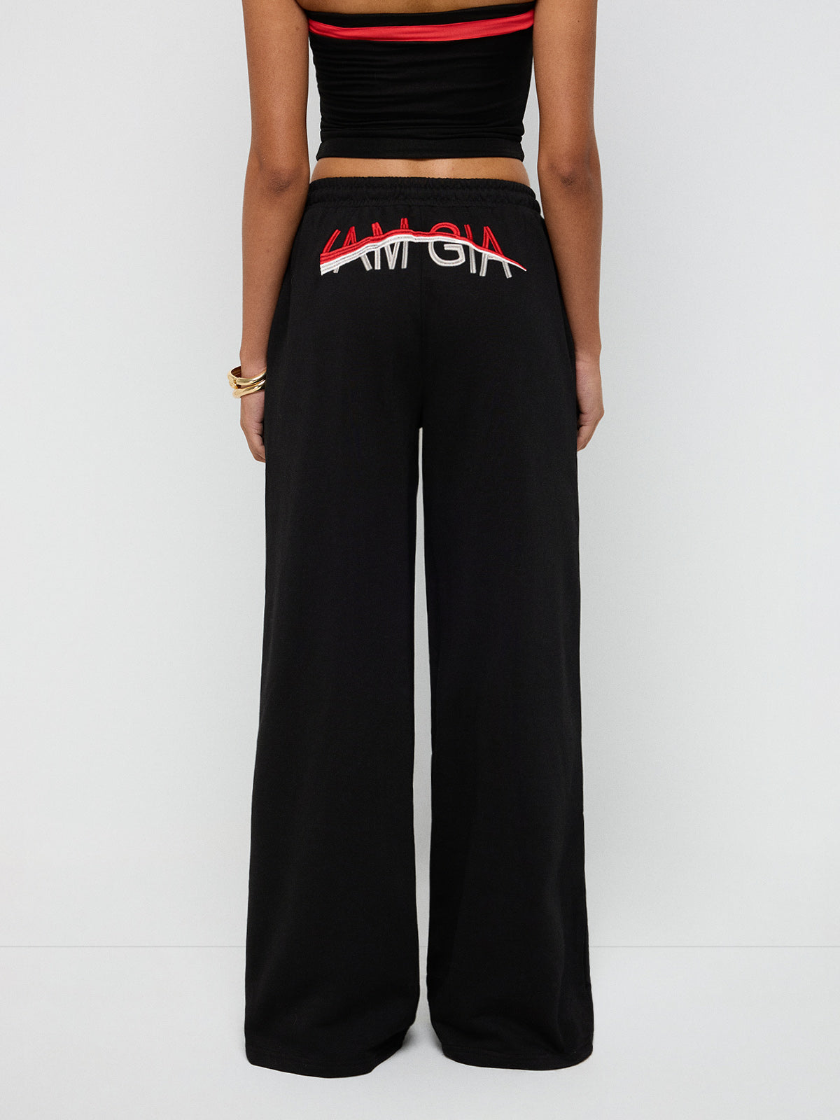 Split Power Wide Training Pants – Black Red