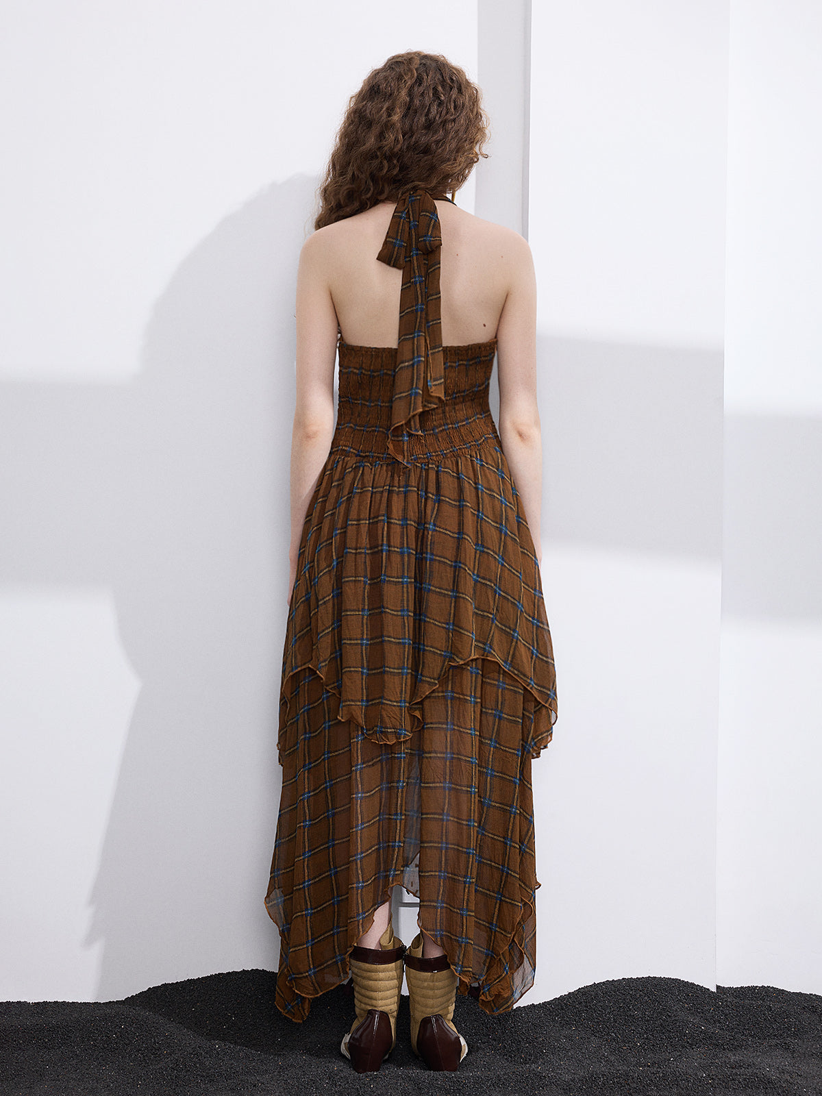 Hufflepuff House Ball Halter Maxi Dress – Turmeric Plaid