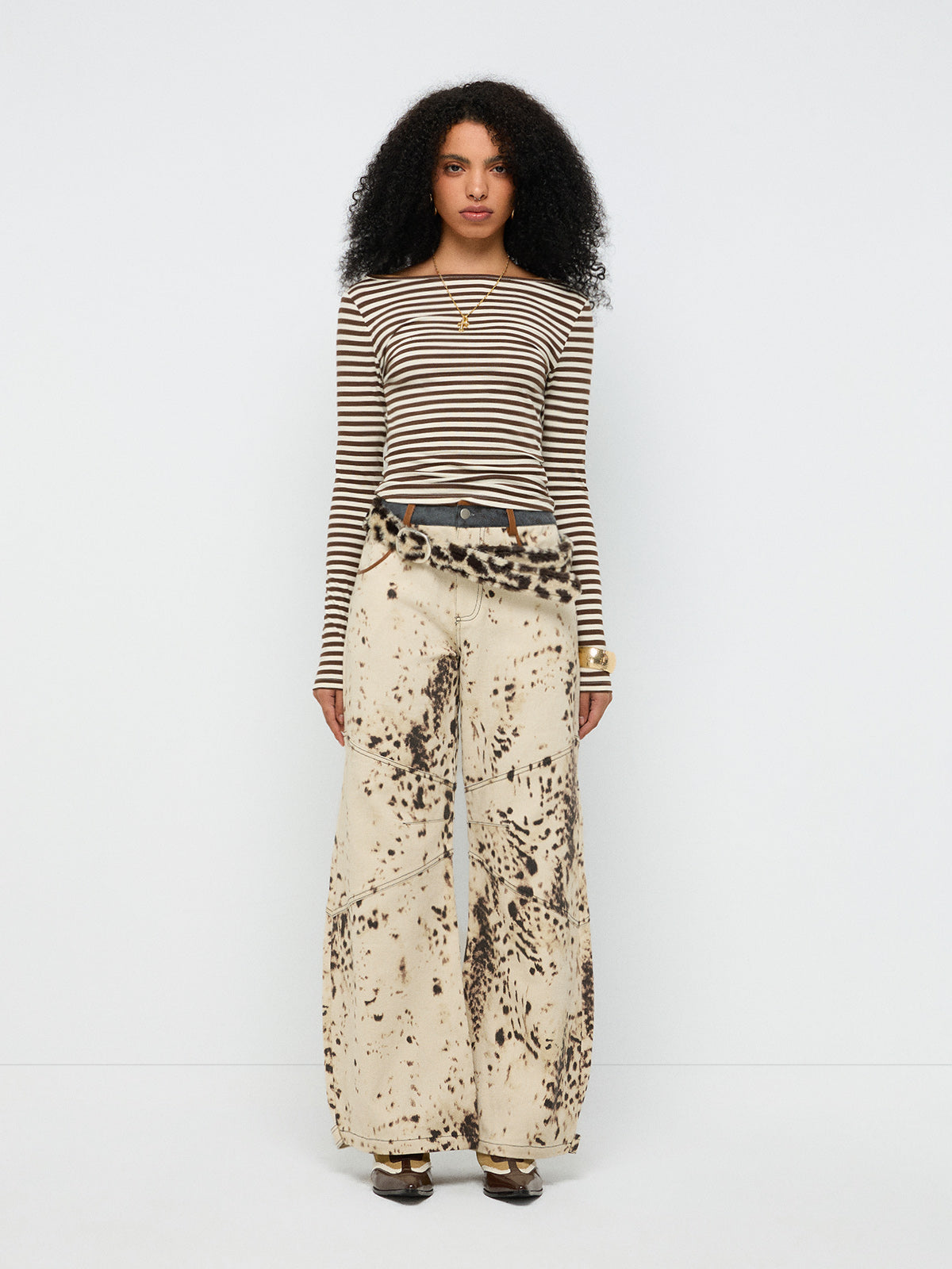 Fine Tension Open-back Stripe Top – Cream Mocha