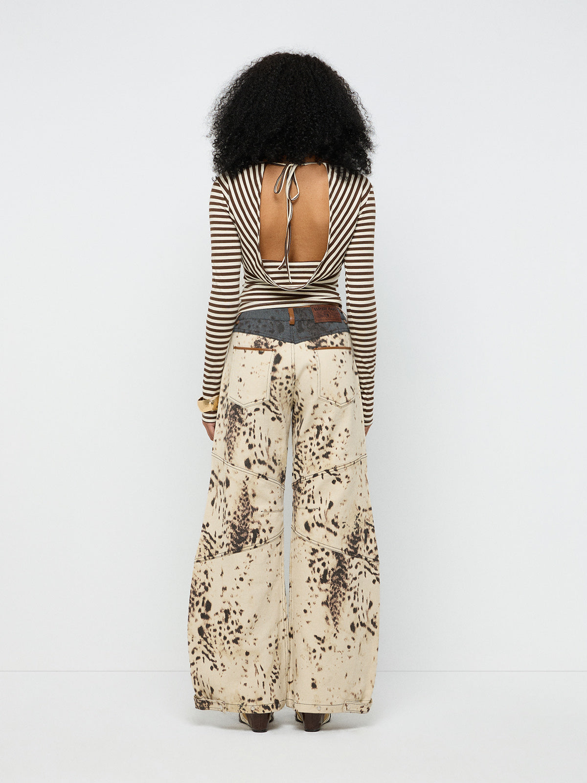 Fine Tension Open-back Stripe Top – Cream Mocha