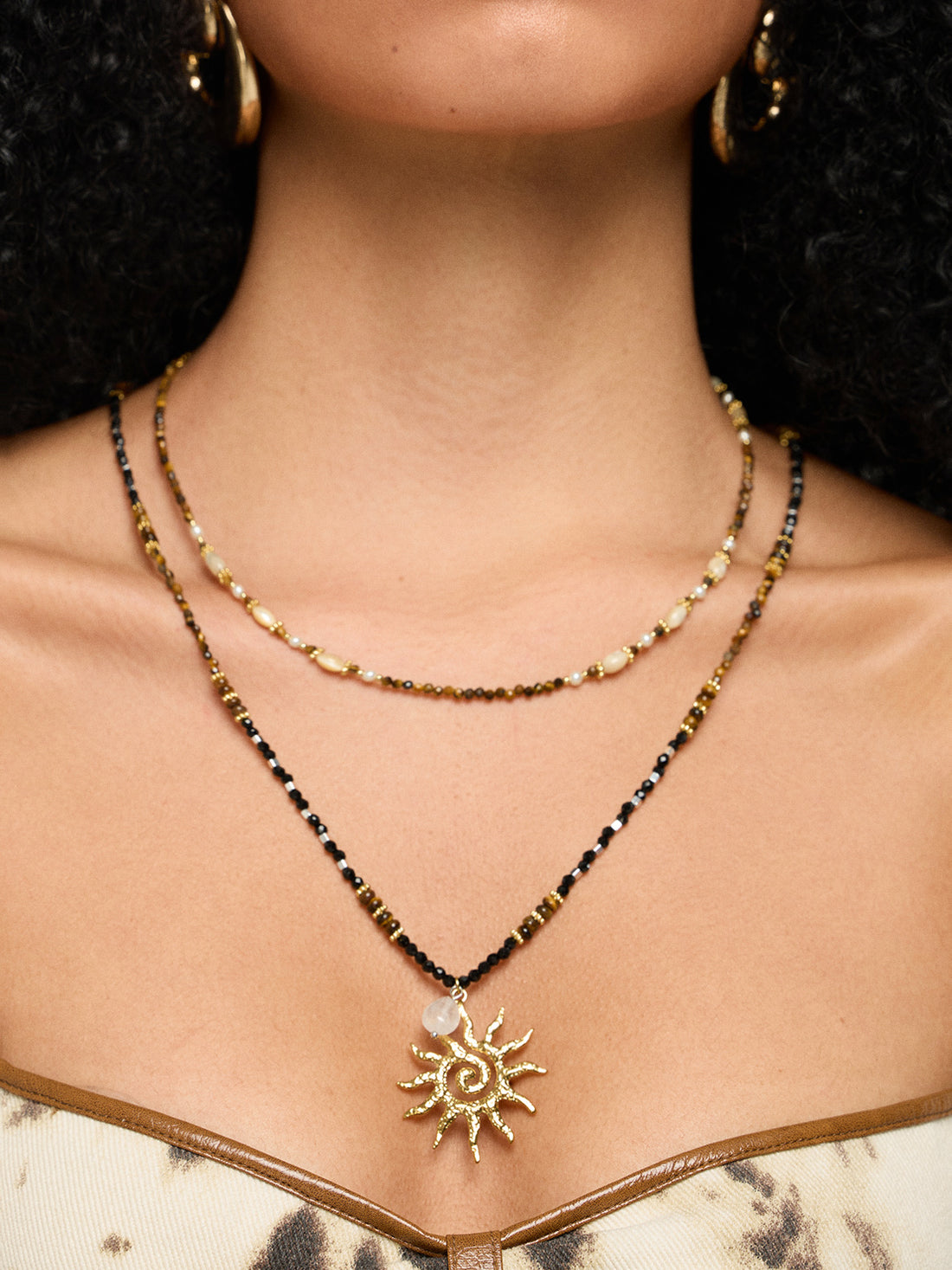 Golden Hour Sun Necklace – Gold Tone